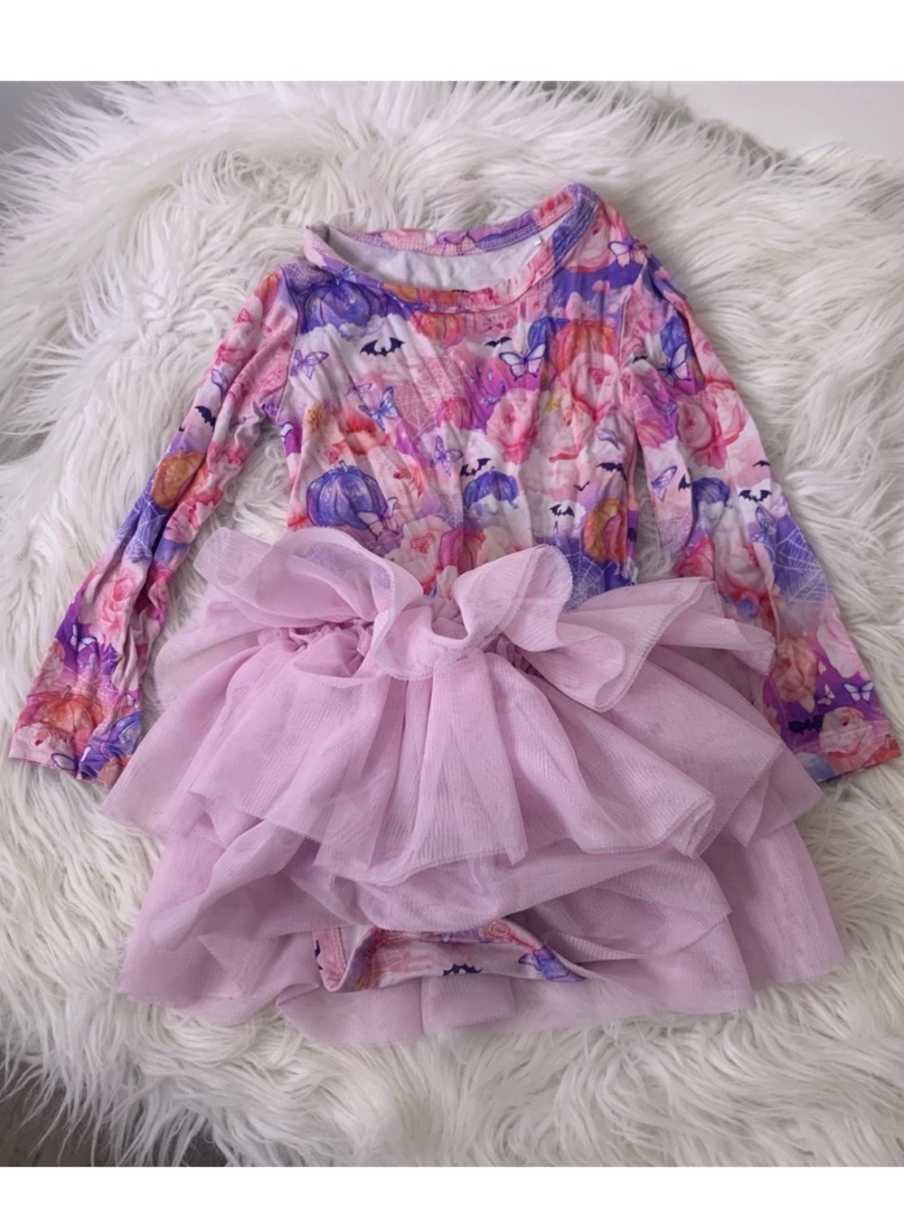 Bums and Roses Bamboo Girls Halloween Tulle One-Piece Bodysuit Size 12-18M